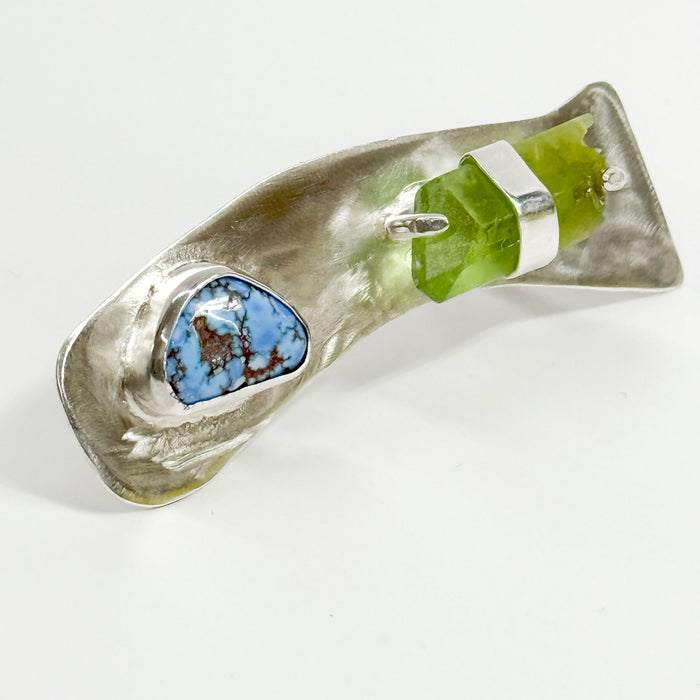 Two Finger Ring w/ Peridot and Turquoise