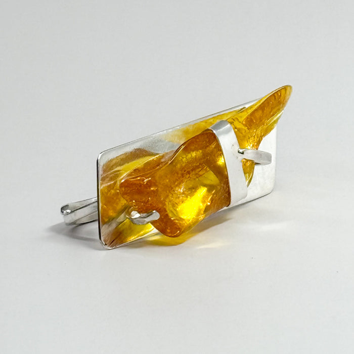 Two Finger Ring w/ Raw Amber