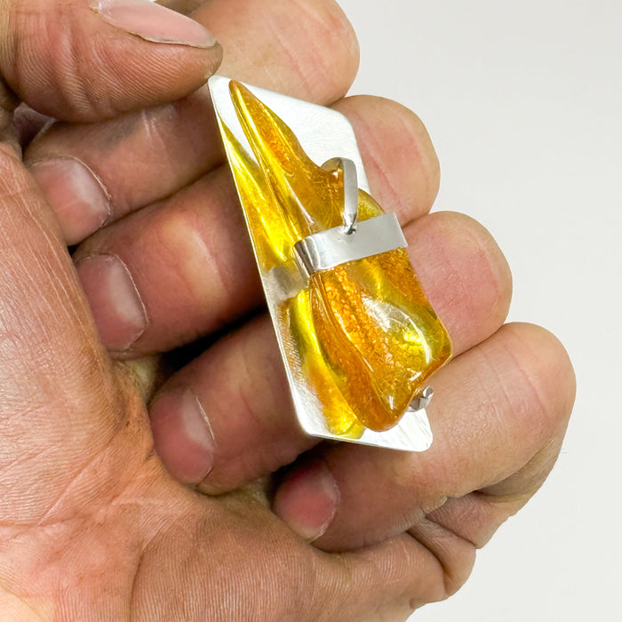 Two Finger Ring w/ Raw Amber