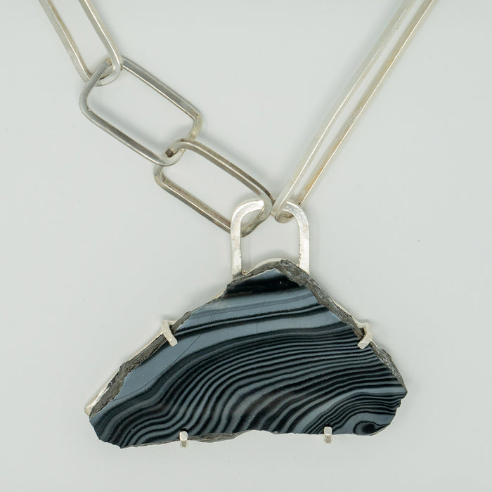 Psilomelane Triangle Necklace